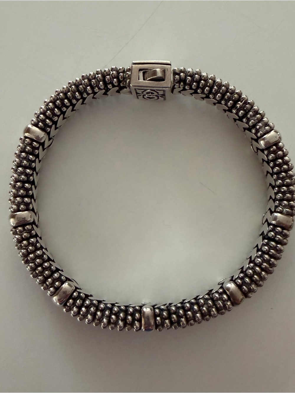 LAGOS Caviar Silver Textured Beaded Bracelet